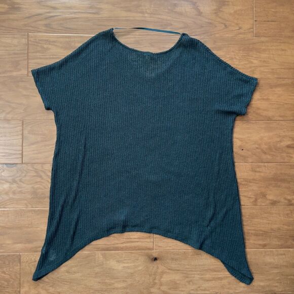 Ecote Urban Outfitters Sweater Tunic Size XS/S Teal Oversized V-Neck Open Knit - Picture 2 of 8